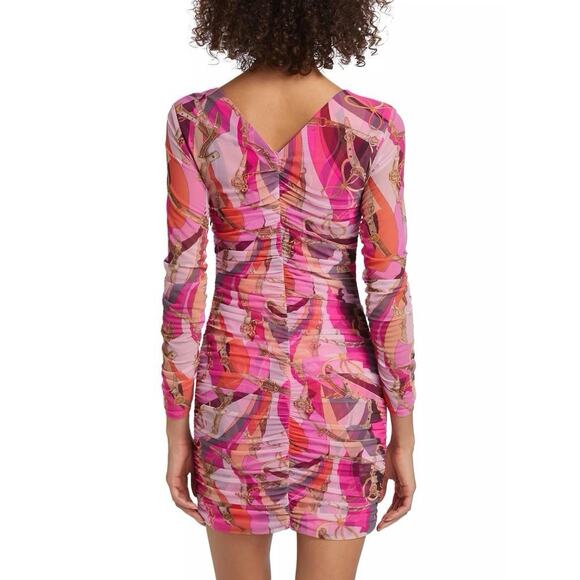 $495 L'AGENCE LOLISA SWEETHEART PINK BUCKLE SWIRL STRETCH MINI DRESS SZ 2 - Picture 6 of 8